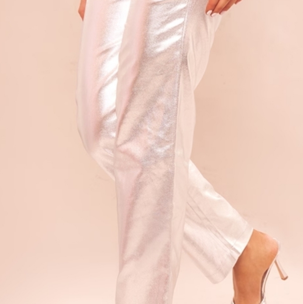 Silver Metallic coated jean size US 10 by Pretty Little Thing